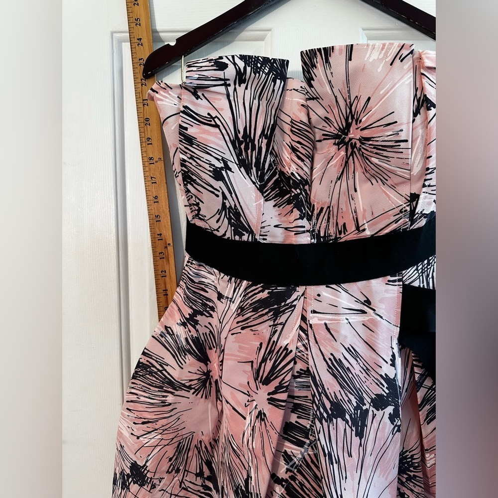 CAROLINA HERRERA 10 Silk Splash Parasol Strapless Cocktail Pink Dress MADE USA - Picture 4 of 16